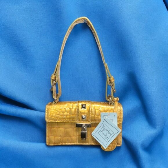 Cynthia Rowley Handbags - Cynthia Rowley Purse Gold Metallic Croc Embossed Leather Cocco Bello Mini Bag